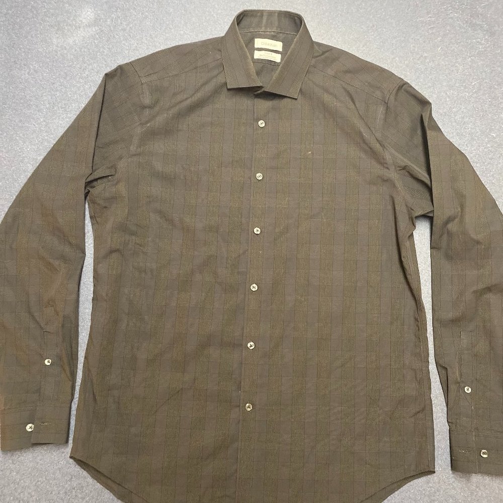 Calvin Klein Slim fit non iron (16.5) dark grey shirt